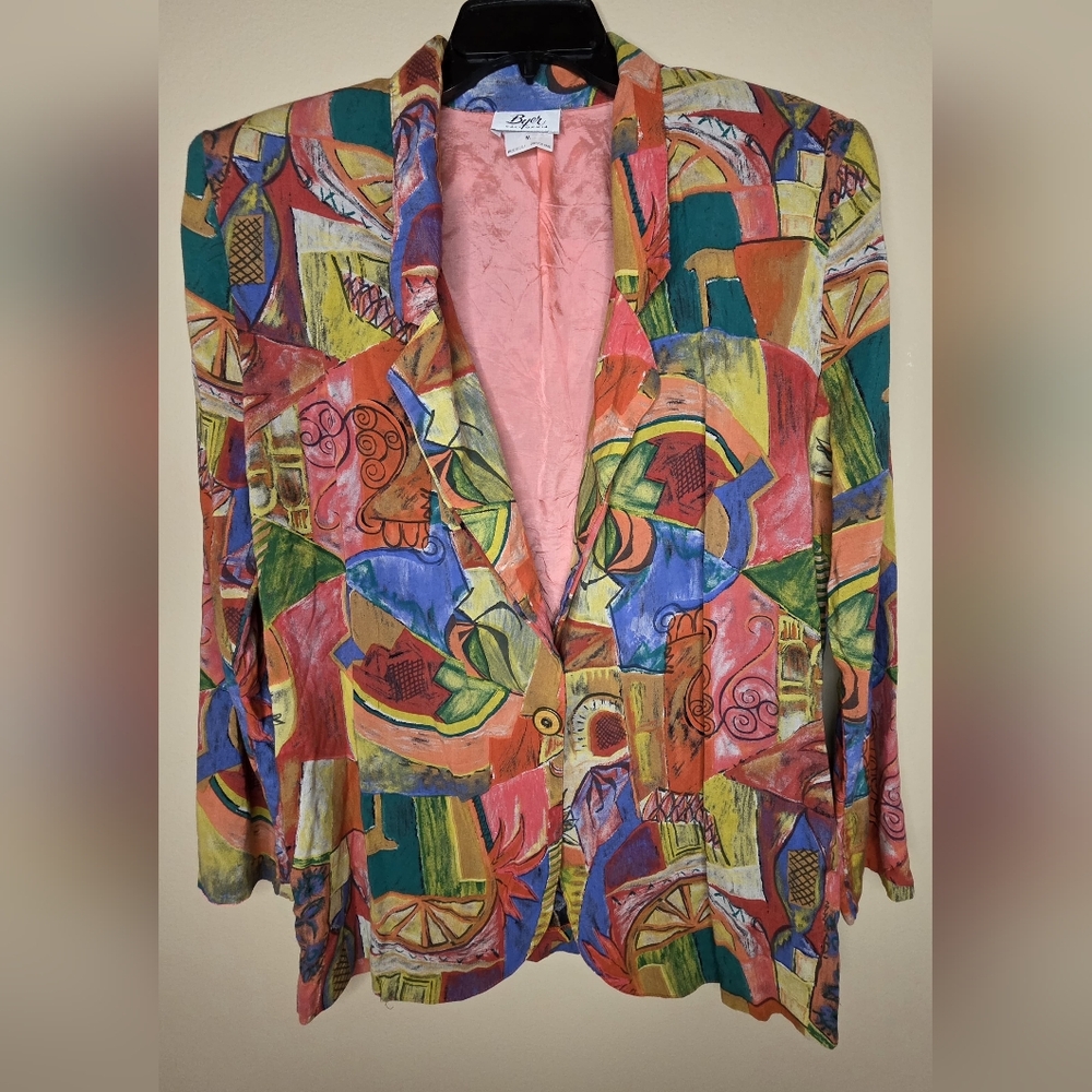 Byer California Multicolored L9ng Sleeve Blazer Made In USA Size M
